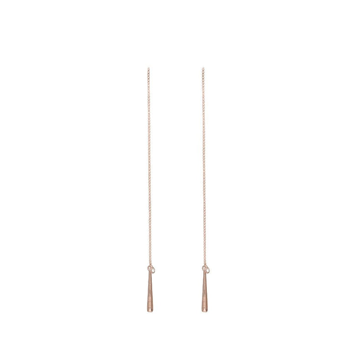 Rosegold Drop Threader Earrings - tassyasilver.com