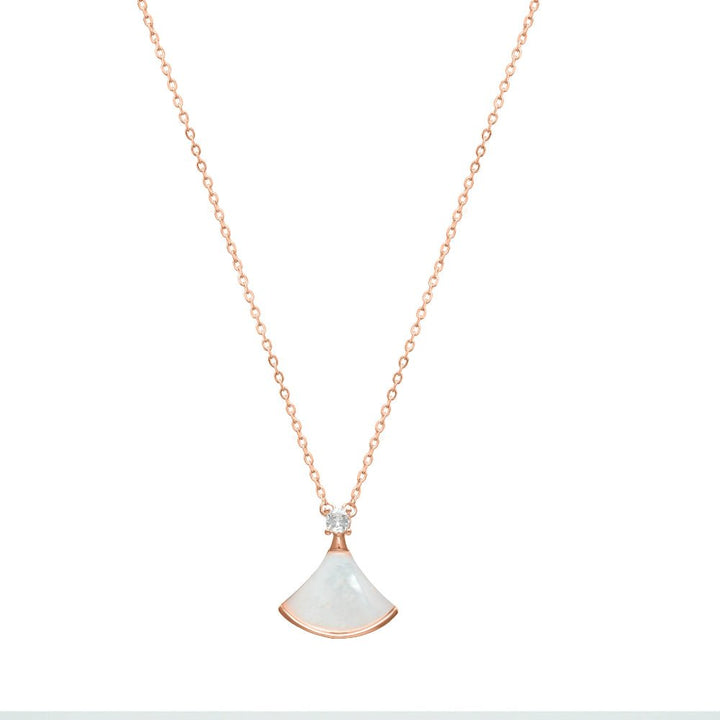 Rosegold Pearl Fan Elegance Chain Pendant - tassyasilver.com
