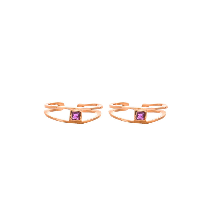 Rosegold Purple Spark Toe Rings - tassyasilver.com