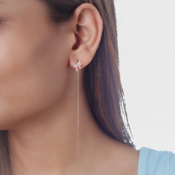 Rosy Flutter Threader Earrings - tassyasilver.com