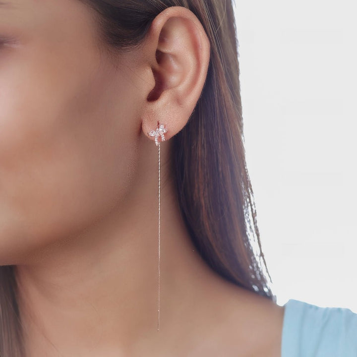 Rosy Flutter Threader Earrings - tassyasilver.com