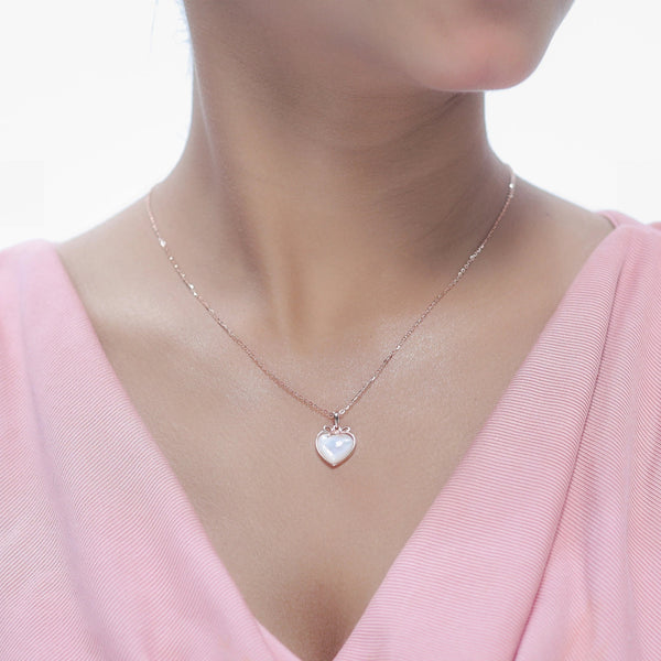 925 Silver Rosy Heart Chain Pendant