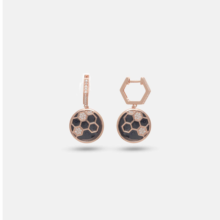Rosy Honeycomb Grid Hoops - tassyasilver.com
