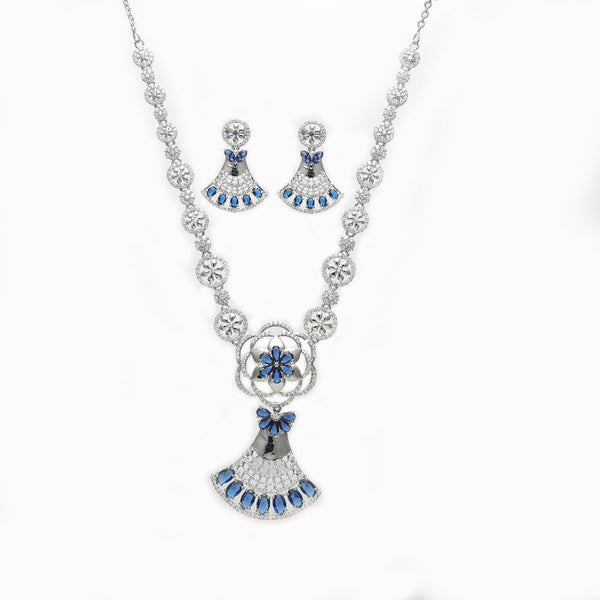 Tassya Silver Royal Blue sterling silver necklace set