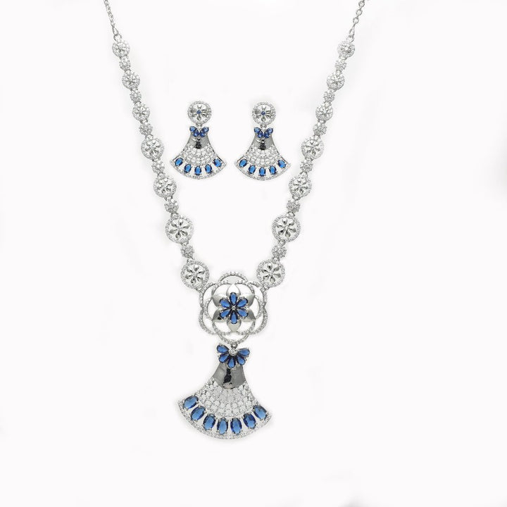 Tassya Silver Royal Blue sterling silver necklace set