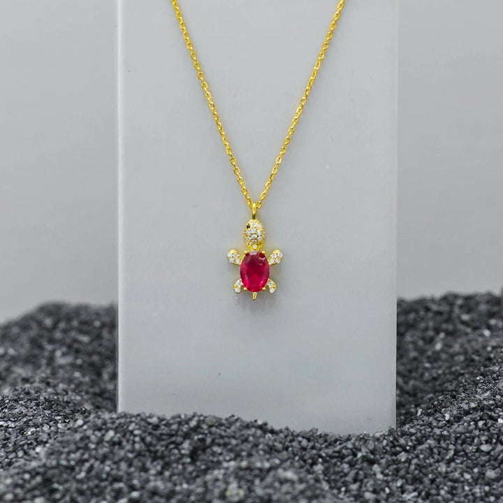 Ruby Turtle Chain Pendant - tassyasilver.com