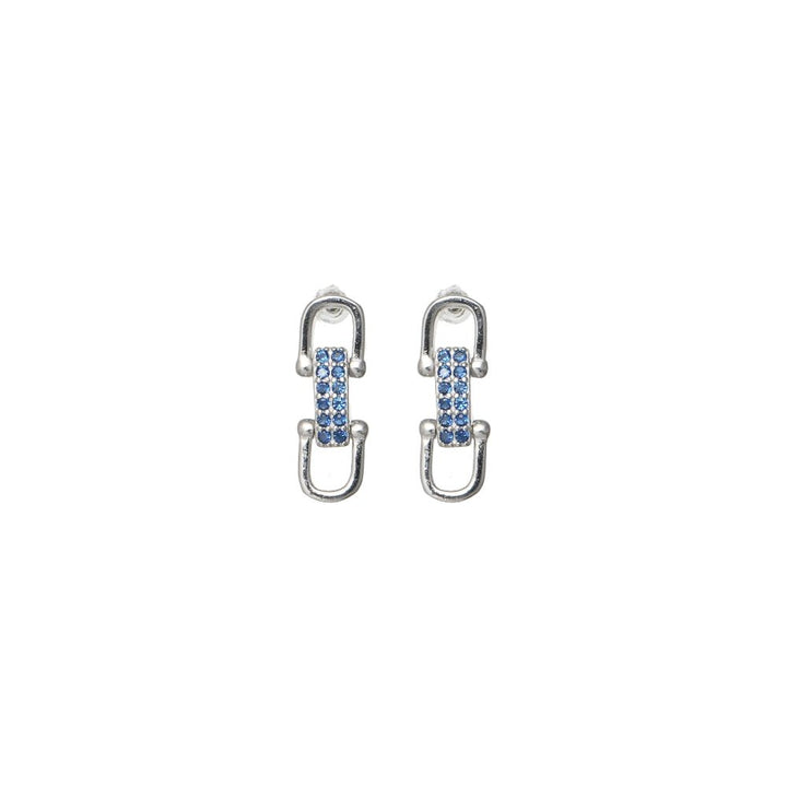 Sapphire Link Stud Earrings - tassyasilver.com