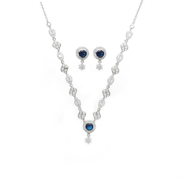 Tassya Silver Sapphire sterling silver necklace set