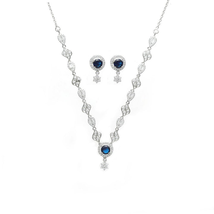 Tassya Silver Sapphire sterling silver necklace set