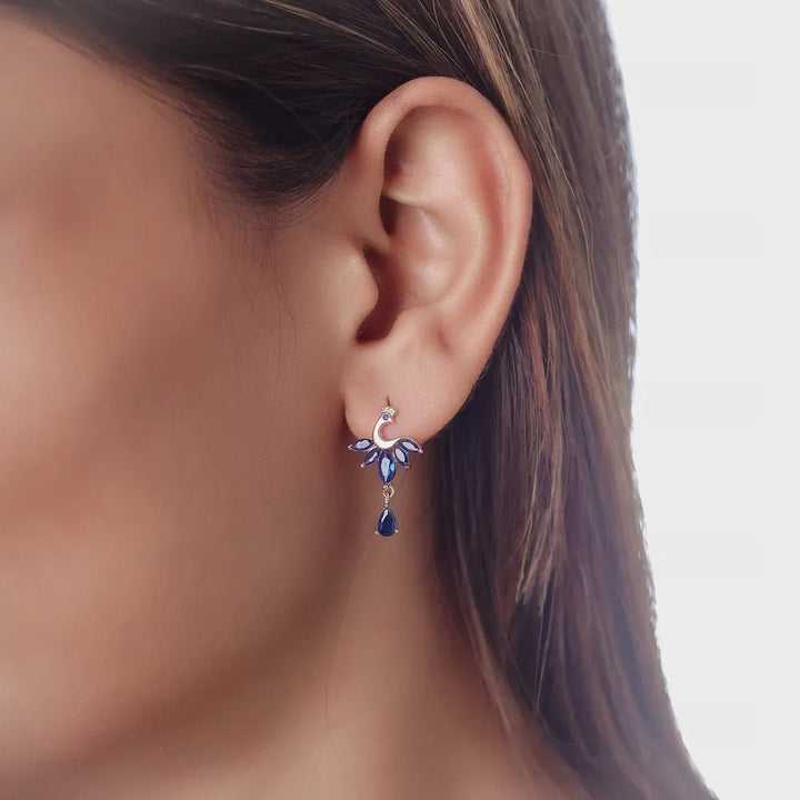 Tassya Silver Sapphire Peacock sterling silver earrings