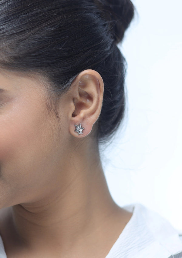 Silver 3D Star Studs - tassyasilver.com
