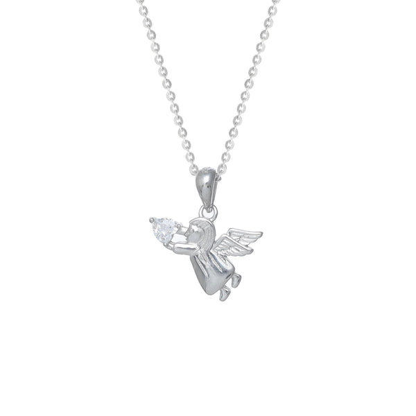 925 Silver Angel Heart Gem Pendant