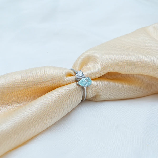 925 Silver Aqua Duo Ring