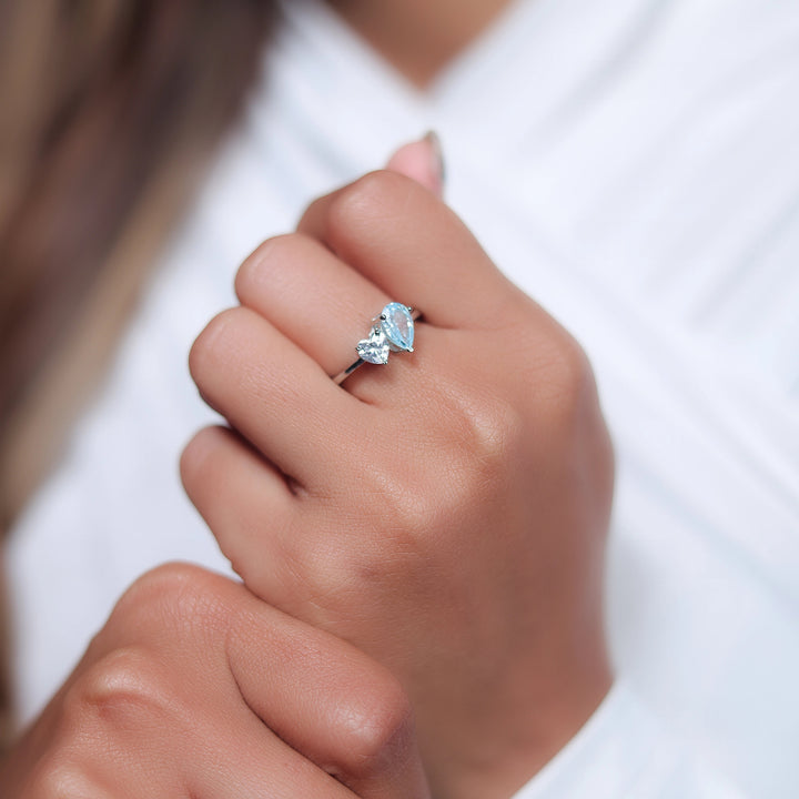 Silver Aqua Duo Ring - tassyasilver.com