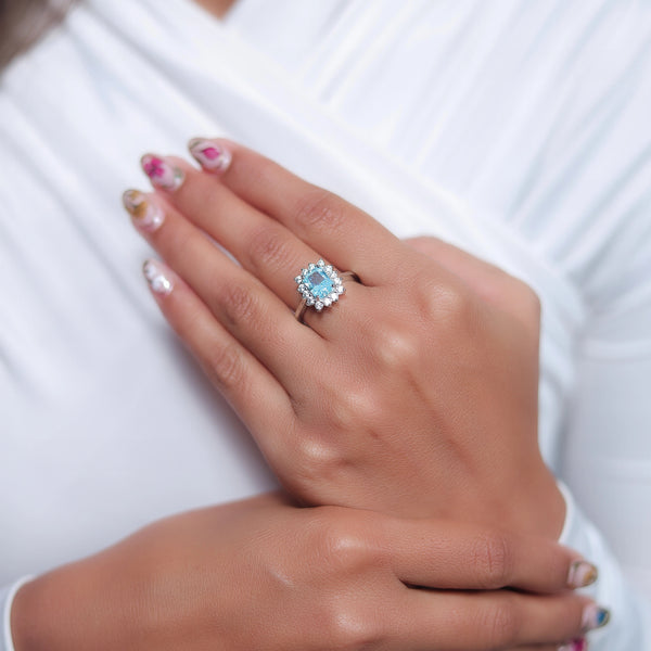 Silver Aqua Glitz Ring - tassyasilver.com