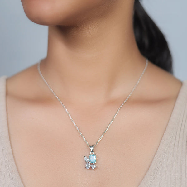 Silver Aqua Spark Chain Pendant - tassyasilver.com
