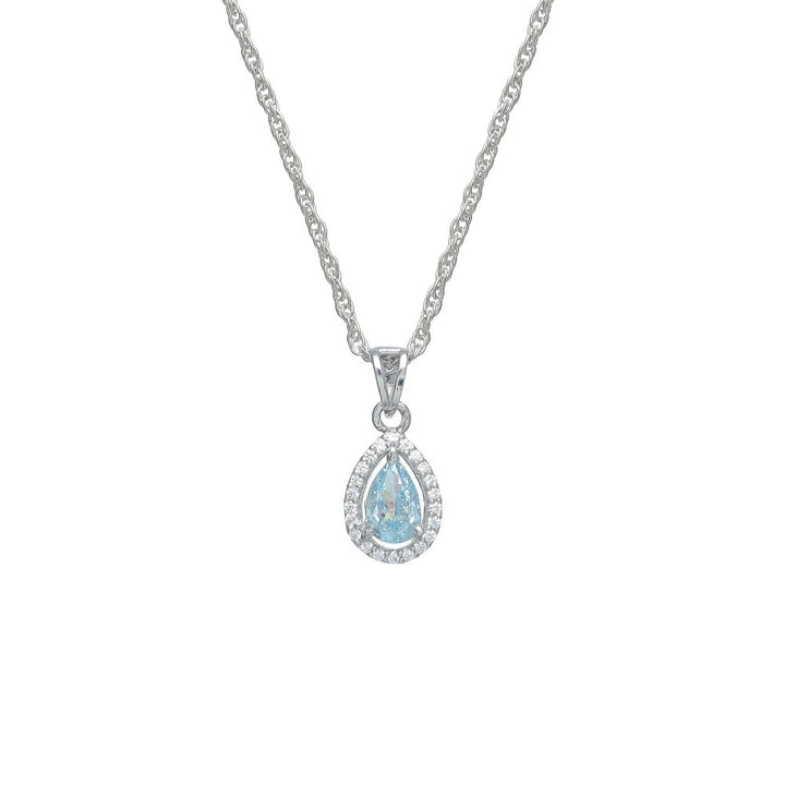 Silver Aqua Teardrop Chain Pendant - tassyasilver.com