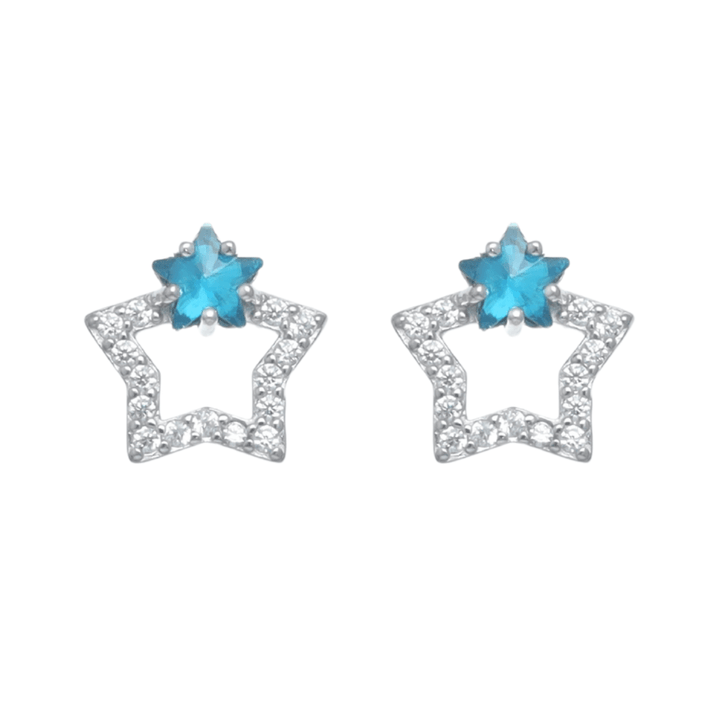 Silver Aquamarine Star Studs - tassyasilver.com
