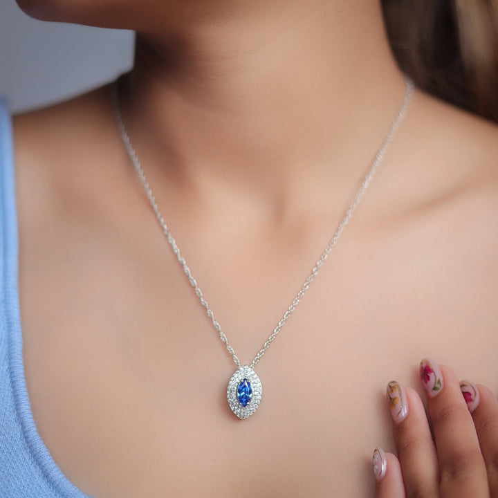 Silver Aura Marquise Chain Pendant - tassyasilver.com