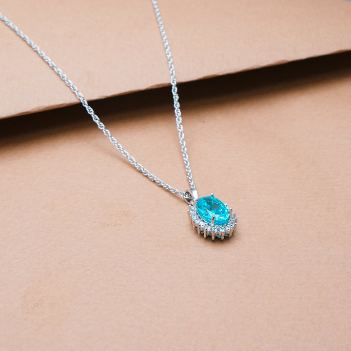 Silver Azure Sparkle Chain Pendant - tassyasilver.com