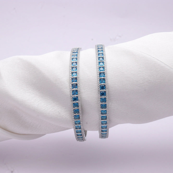 Silver Azure Square Bangles - tassyasilver.com