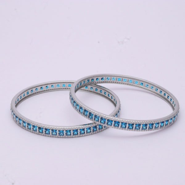 Tassya Silver Azure Square Bangles for women