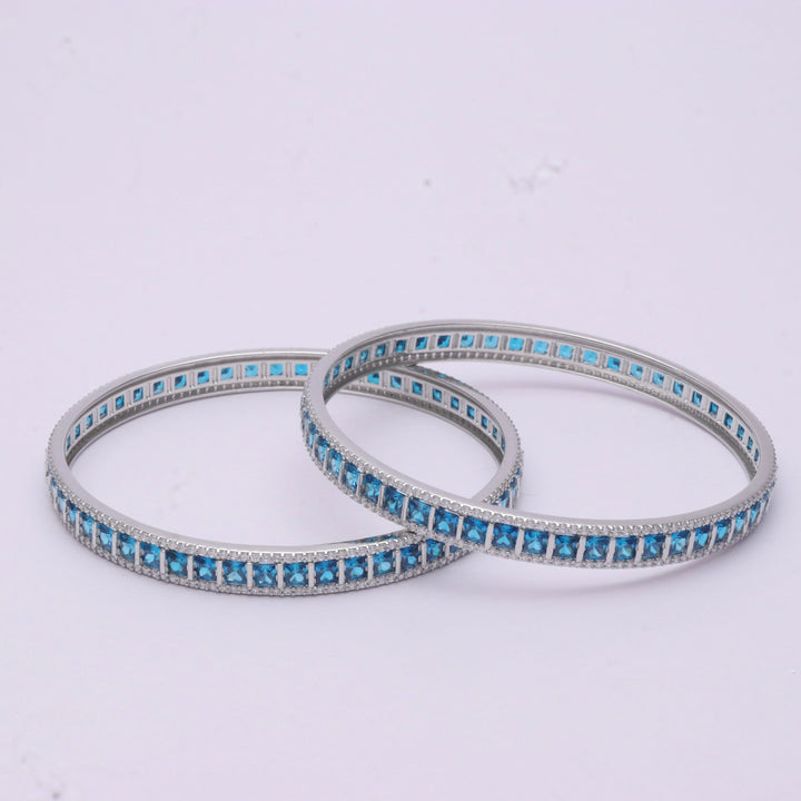 Tassya Silver Azure Square Bangles for women