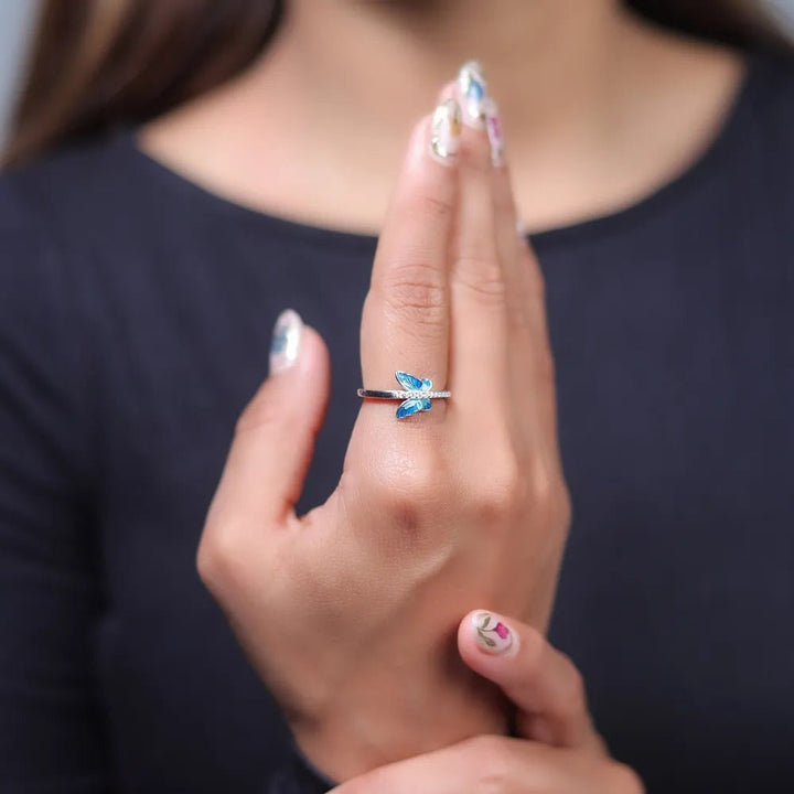 Silver Azure Wings Butterfly Ring - tassyasilver.com