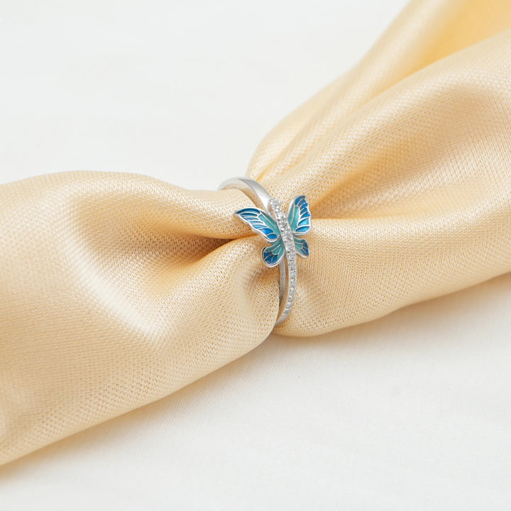 Silver Azure Wings Butterfly Ring - tassyasilver.com
