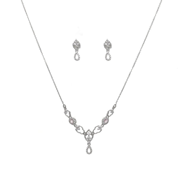 Silver Baby pink Necklace set - tassyasilver.com