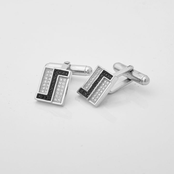 Silver Black & White Contrast Cufflinks - tassyasilver.com
