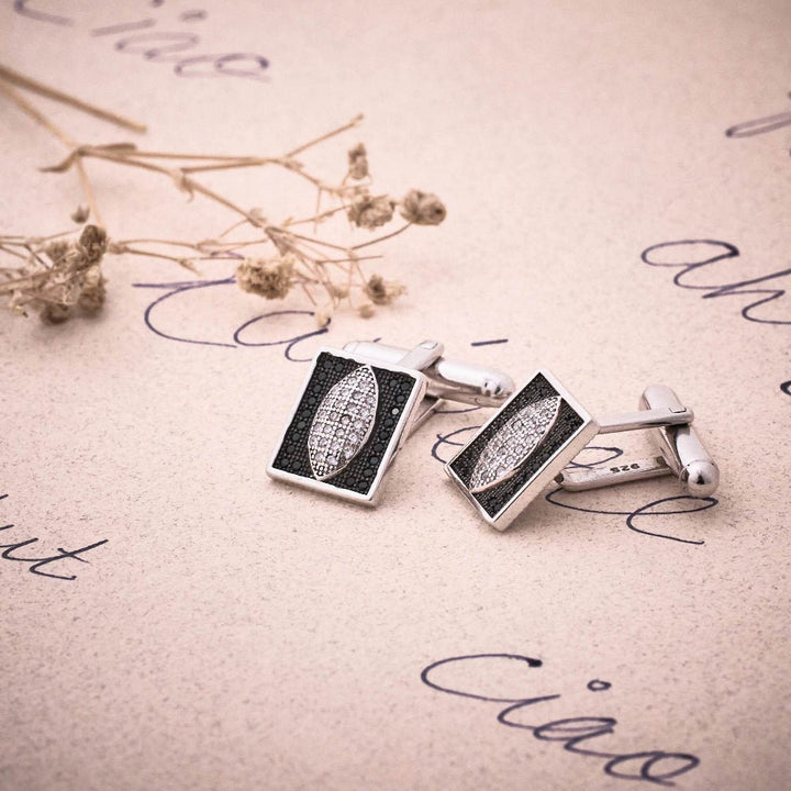 Silver Black & White Statement Cufflinks - tassyasilver.com