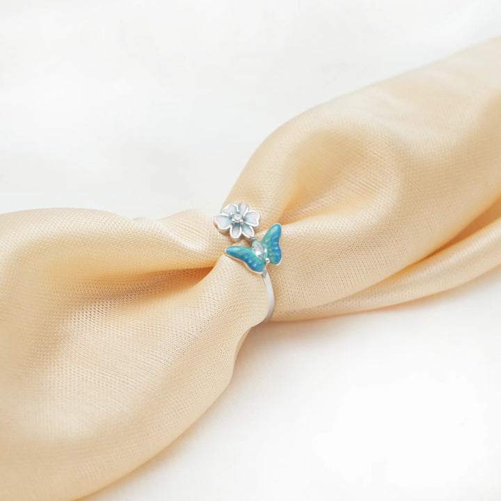 Silver Blossom Breeze Butterfly Ring - tassyasilver.com