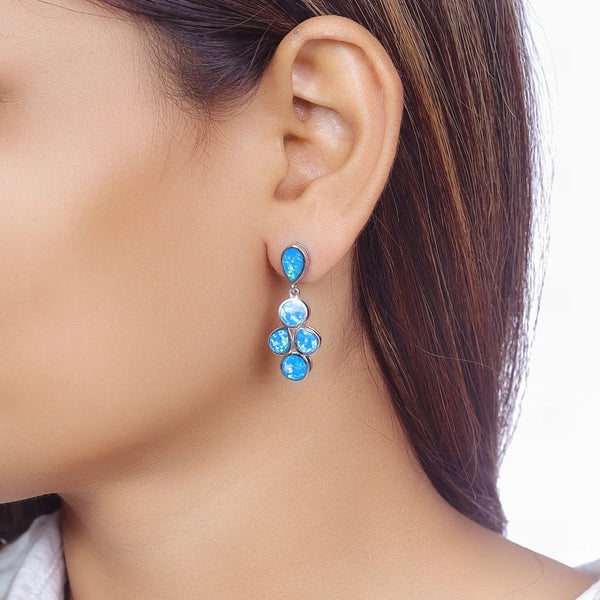 925 Silver Blossom Opal Earrings