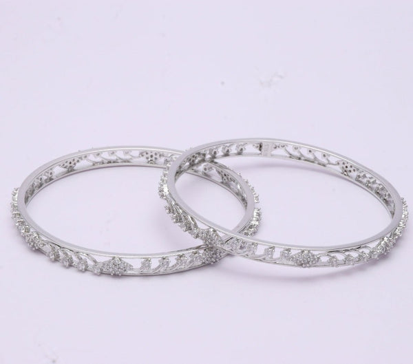 Tassya Silver Blossom Sparkle Bangles for women