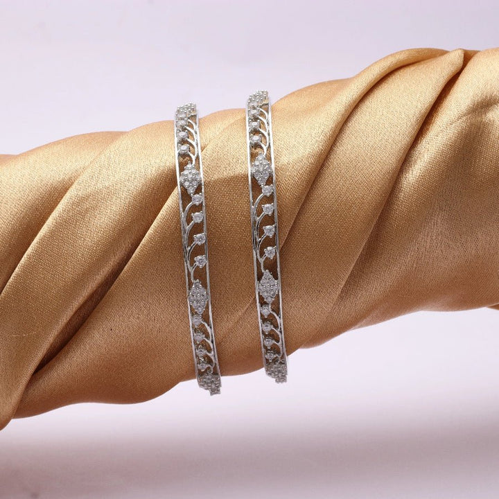 Silver Blossom Sparkle Bangles - tassyasilver.com