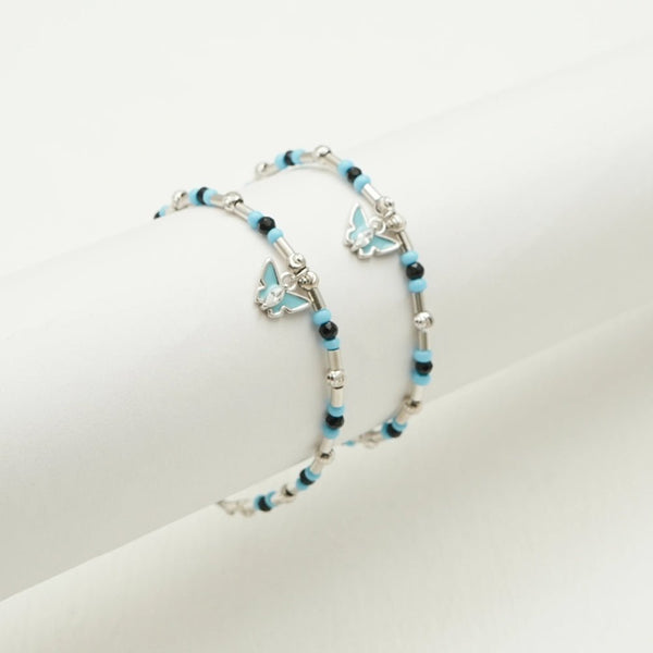 Silver Blue Butterfly Baby Bracelet - tassyasilver.com