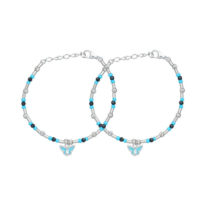 Silver Blue Butterfly Baby Bracelet - tassyasilver.com