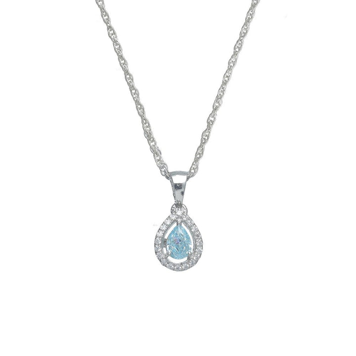 Silver Blue Dewdrop Halo Chain Pendant - tassyasilver.com