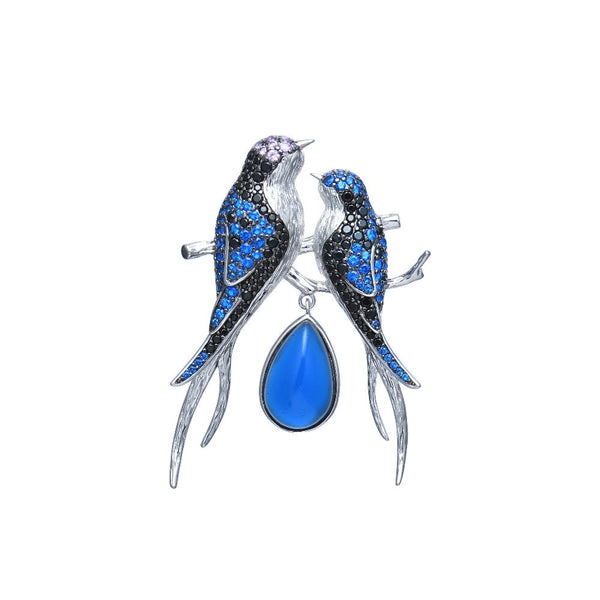 assya Silver silver Blue Harmony Lovebirds pendant in 925 sterling silver
