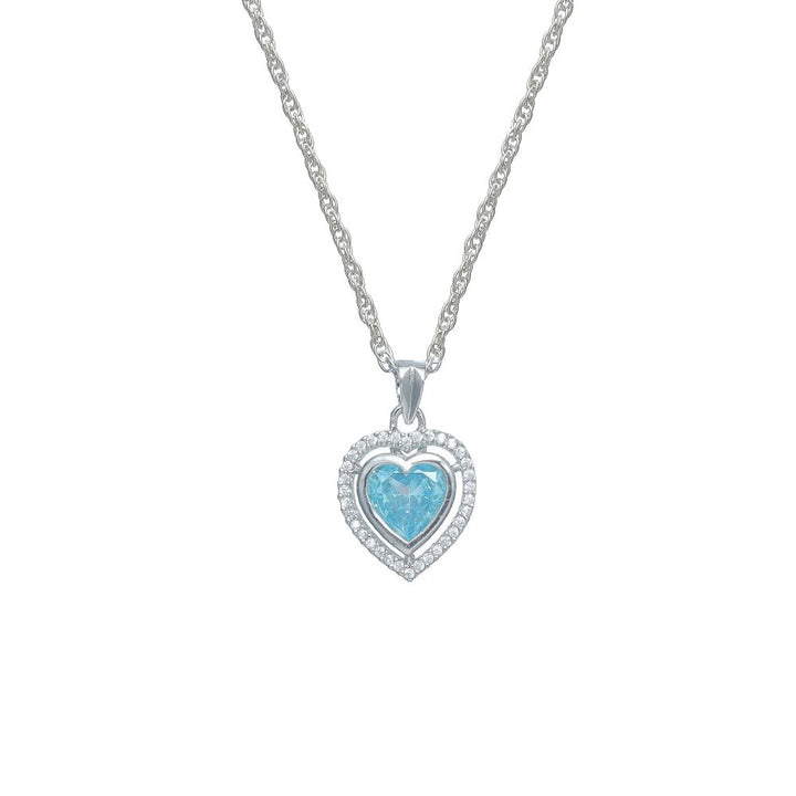 Silver Blue Heart light Chain Pendant - tassyasilver.com