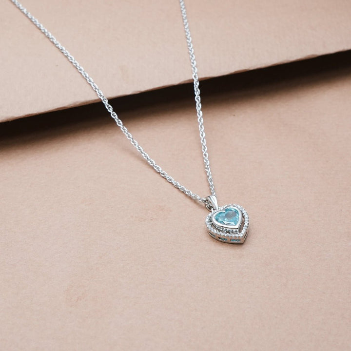 Silver Blue Heart light Chain Pendant - tassyasilver.com
