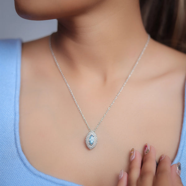 Silver Blue Mirage Chain Pendant - tassyasilver.com