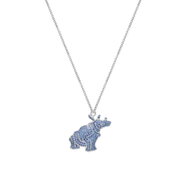 Silver Blue Rhino Charm Chain Pendant - tassyasilver.com