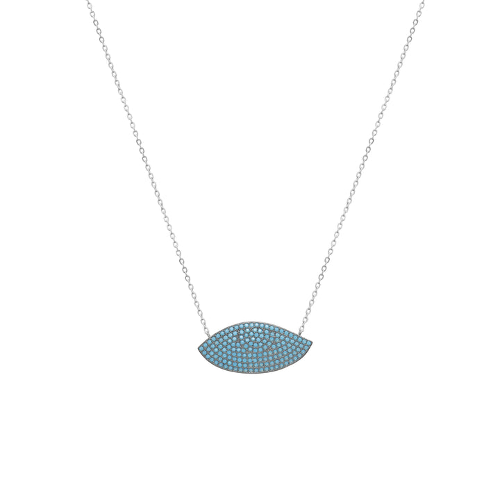 Silver Blue Stone Chain Pendant - tassyasilver.com