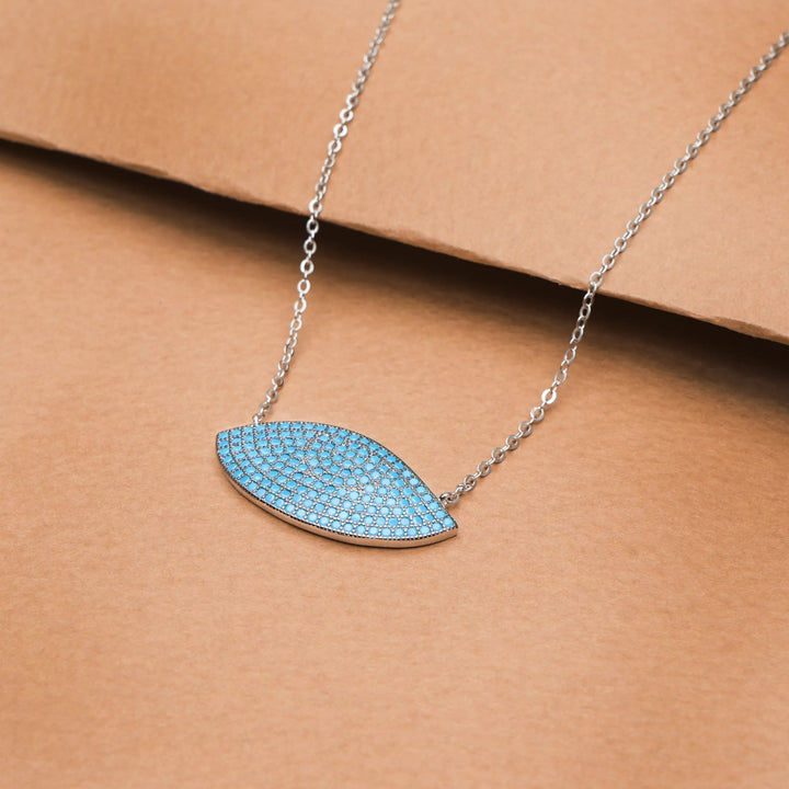 Silver Blue Stone Chain Pendant - tassyasilver.com