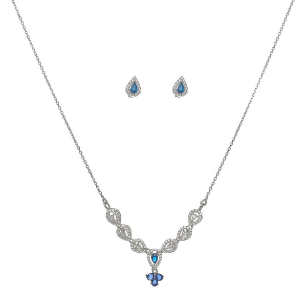 Silver Blue Water - drop Necklace Set - tassyasilver.com