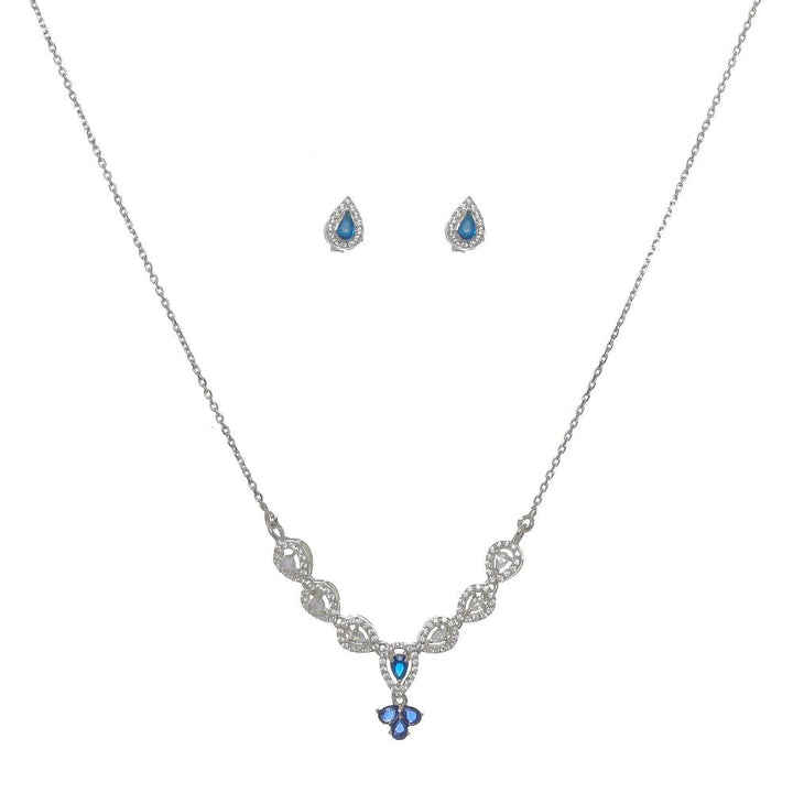 Silver Blue Water - drop Necklace Set - tassyasilver.com