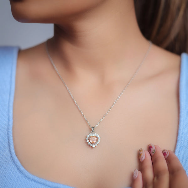 Silver Blush Heart Radiance Chain Pendant - tassyasilver.com