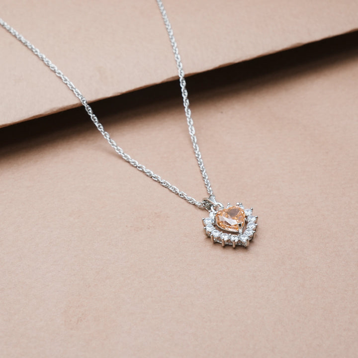Silver Blush Heart Radiance Chain Pendant - tassyasilver.com